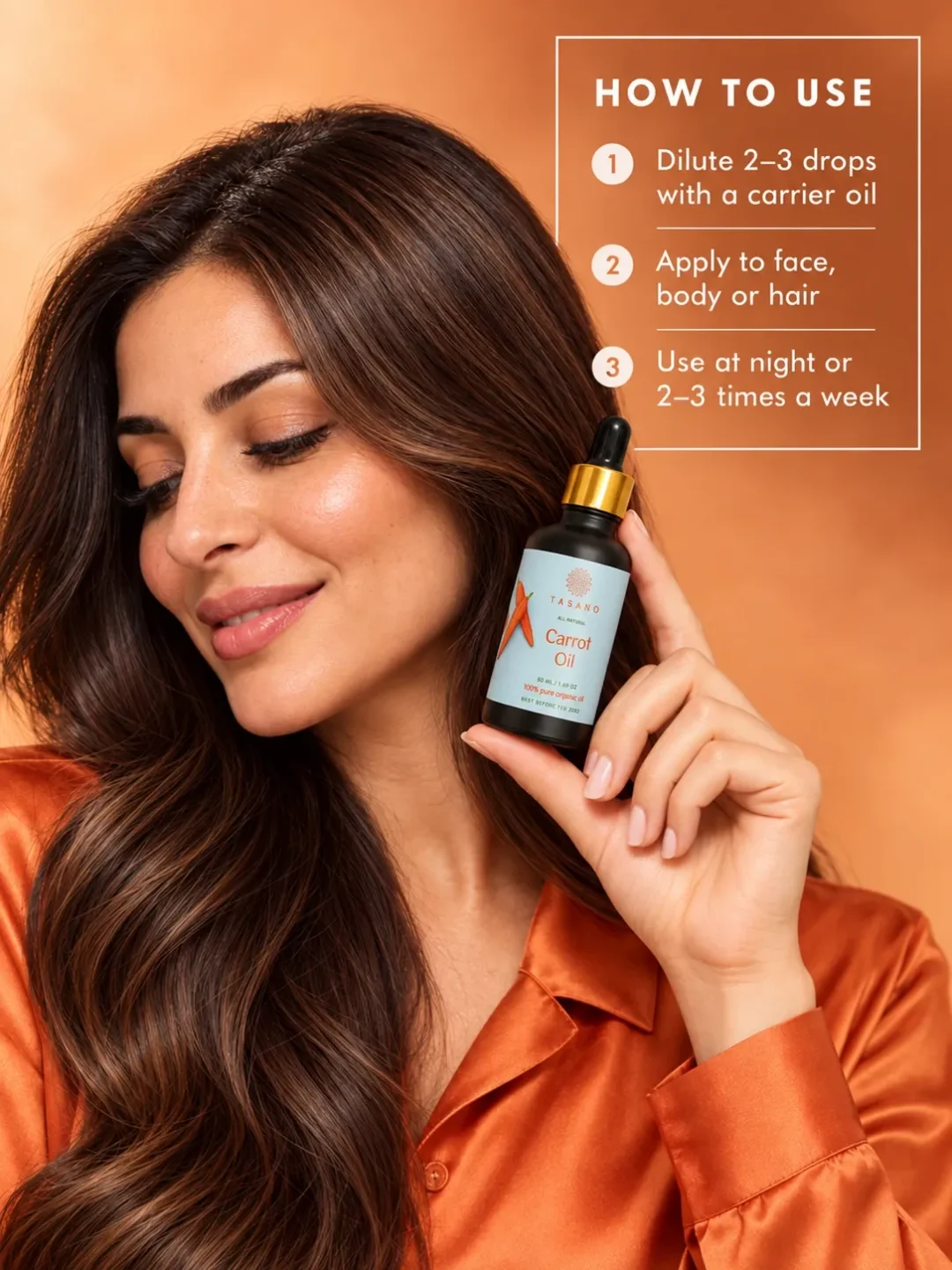 How to use Carrot Oil for face, body and hair, apply sparingly or blend with a carrier oil for customized care How to use Carrot Oil for face, body and hair, apply sparingly or blend with a carrier oil for customized care