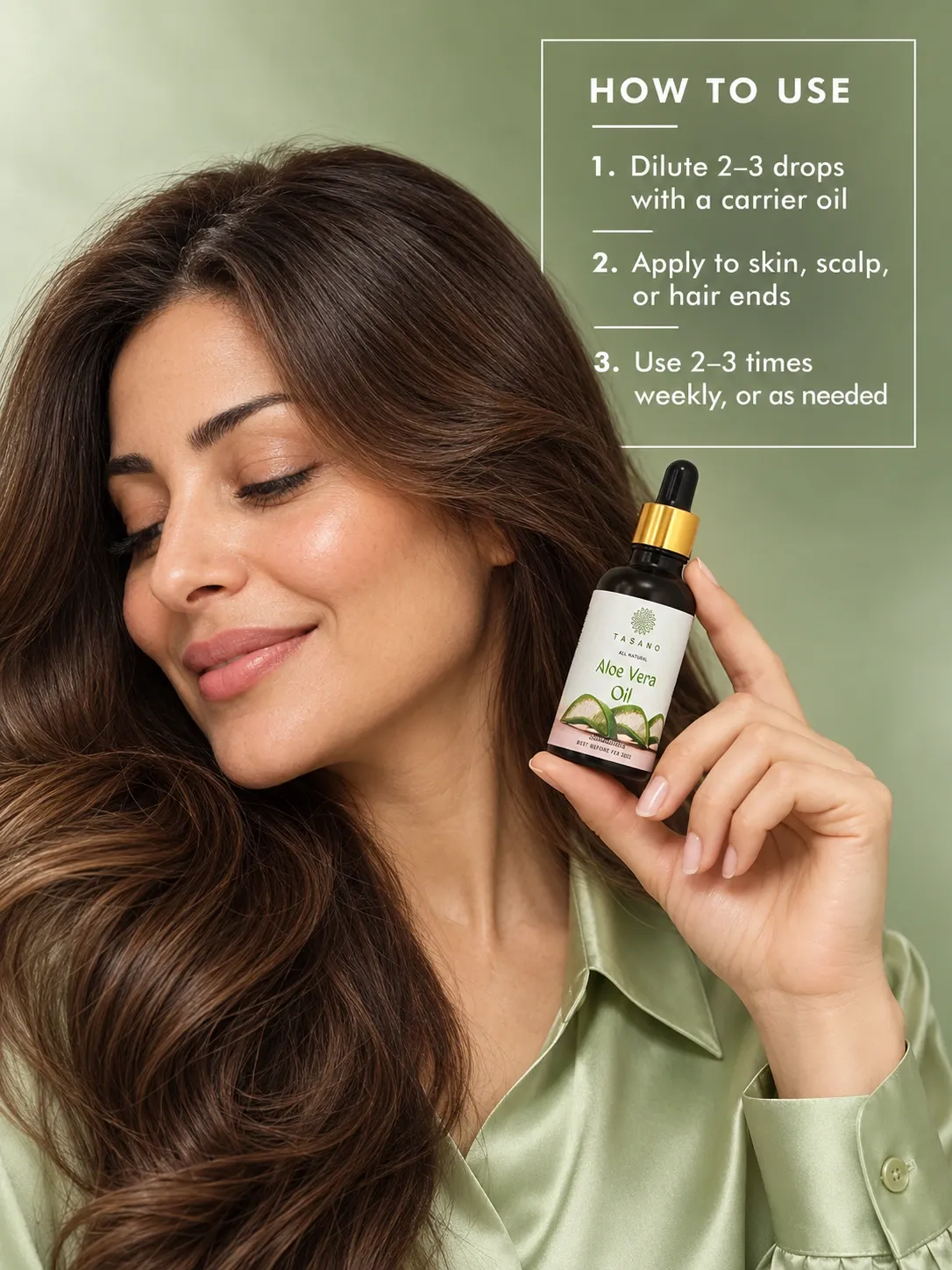 How to use Aloe Vera Oil for face, body and hair, apply a few drops directly or blend into your skincare routine