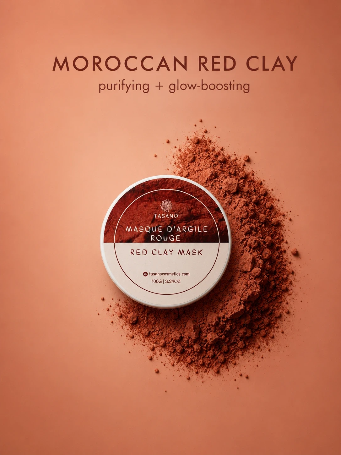 TASANO Red Clay Mask with red clay powder for a fresher balanced complexion