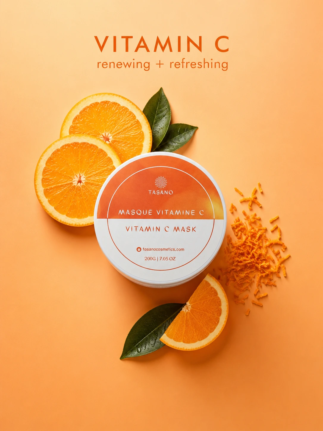 TASANO Vitamin C Mask with lemon slice and peel for renewing refreshing skincare