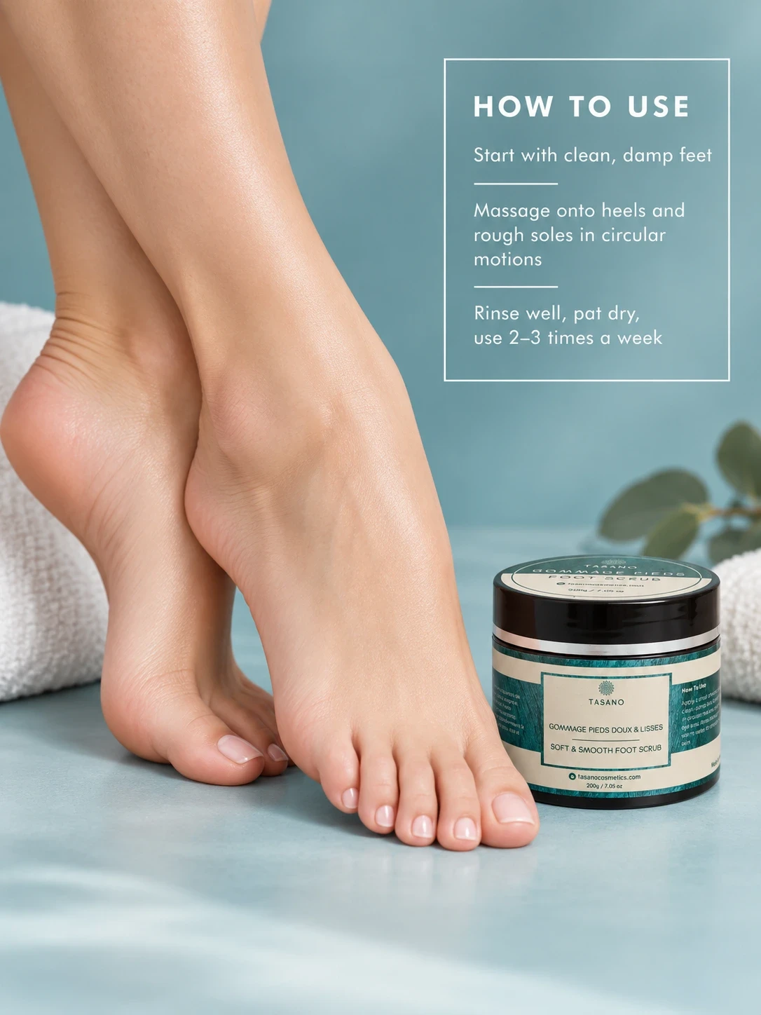 How to use foot scrub for cracked heels and calluses, intensive exfoliating treatment for dry feet