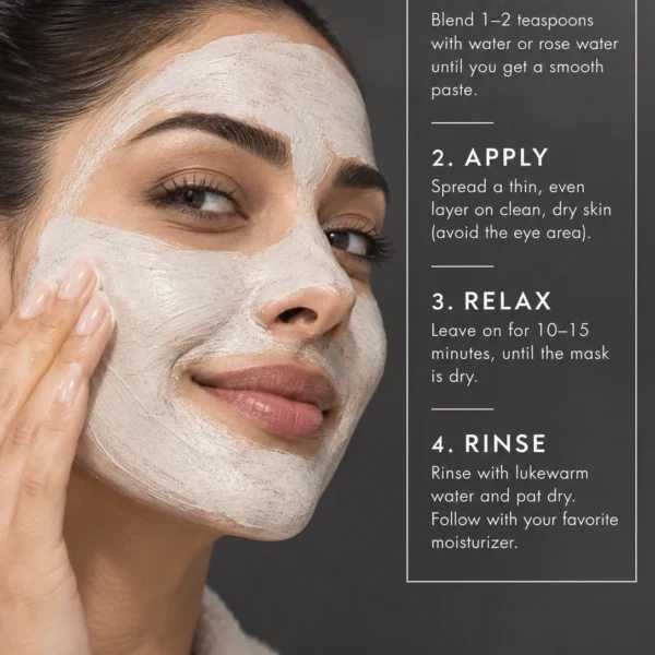 How to apply White Clay Mask for oily sensitive skin, gentle cleansing and smoother-looking skin How to apply White Clay Mask for oily sensitive skin, gentle cleansing and smoother-looking skin