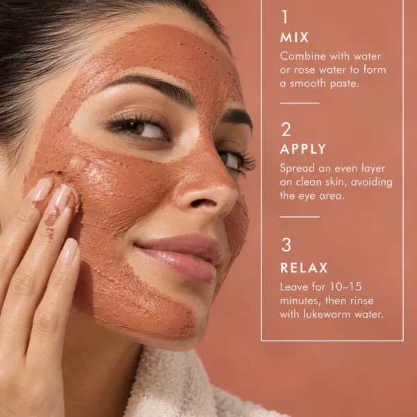 How to use Moroccan Red Clay face mask for oily skin, pore cleansing, smoother texture and natural glow How to use Moroccan Red Clay face mask for oily skin, pore cleansing, smoother texture and natural glow