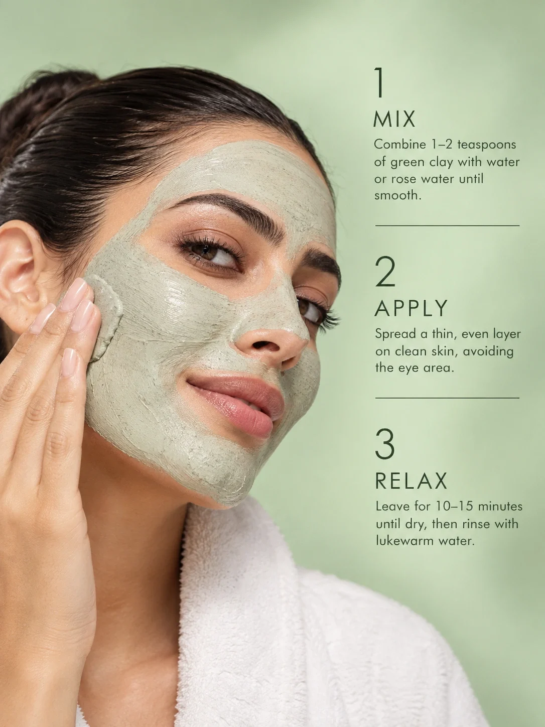 How to use Green Clay Mask for oily combination skin, excess sebum and congested-looking pores
