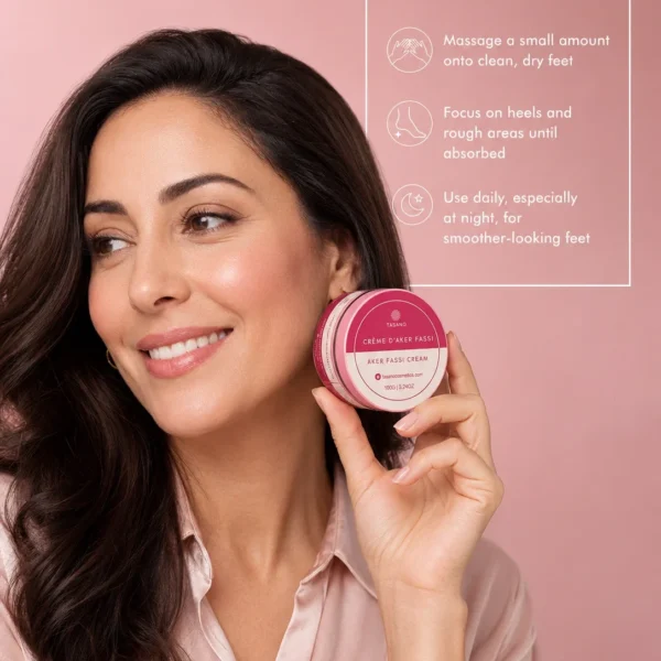 How to use Aker Fassi foot cream for dry feet, rough heels, and smoother glowing feet