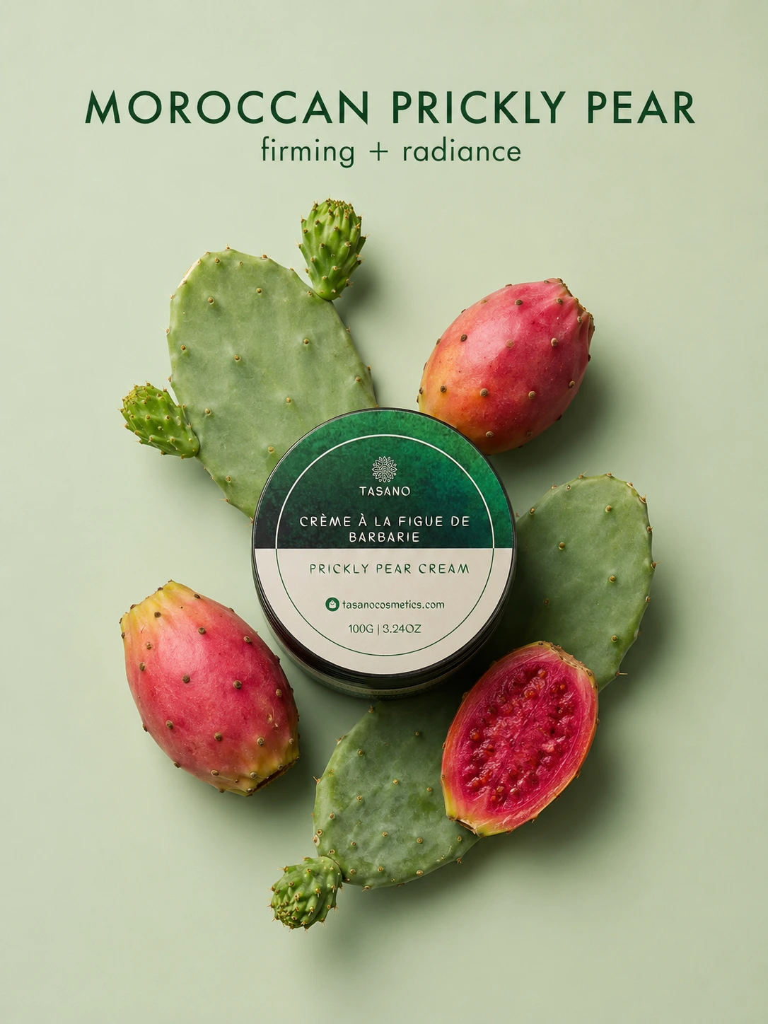 Moroccan prickly pear cream for anti-aging skincare, firmness, hydration, and skin radiance