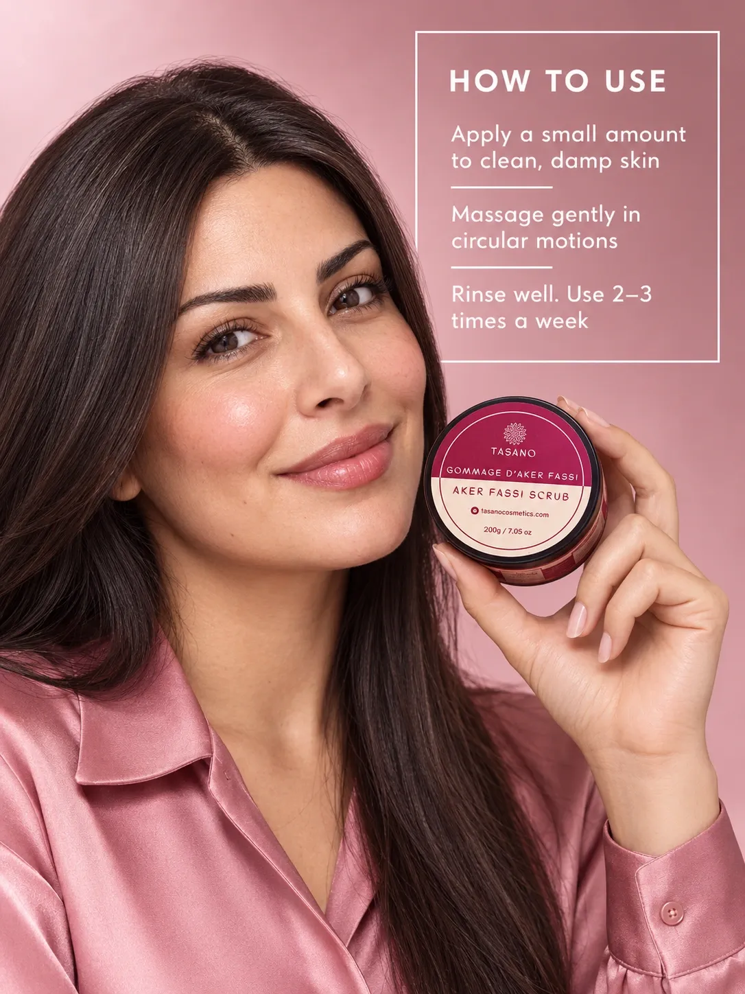 How to use Aker Fassi body scrub for dull skin, exfoliation and a fresh natural rosy glow