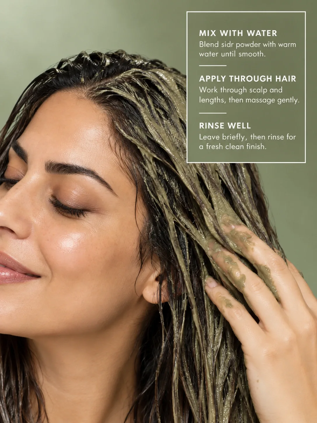 How to apply Sidr powder for hair as a natural shampoo, scalp cleanser and herbal hair mask