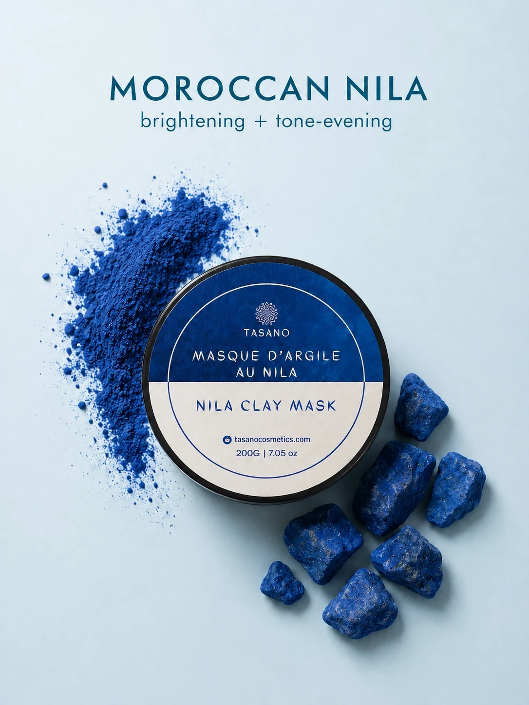TASANO Nila Clay Mask with Moroccan nila powder and nila rocks for even looking skin