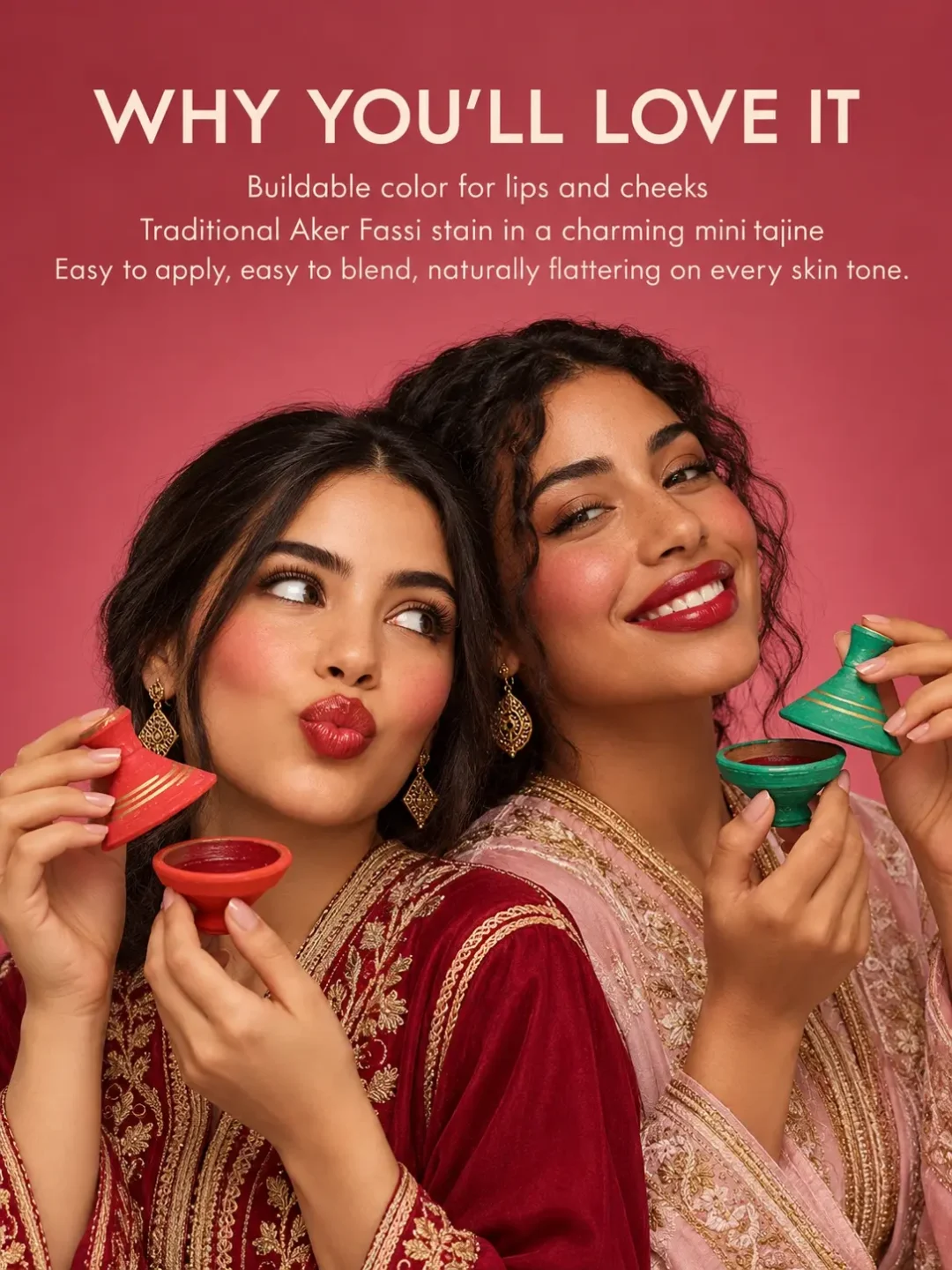 Aker Fassi tajine lipstick for lips and cheeks, natural Moroccan red stain on every skin tone Aker Fassi tajine lipstick for lips and cheeks, natural Moroccan red stain on every skin tone