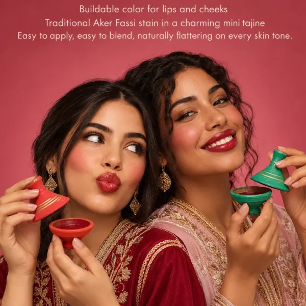 Aker Fassi tajine lipstick for lips and cheeks, natural Moroccan red stain on every skin tone Aker Fassi tajine lipstick for lips and cheeks, natural Moroccan red stain on every skin tone