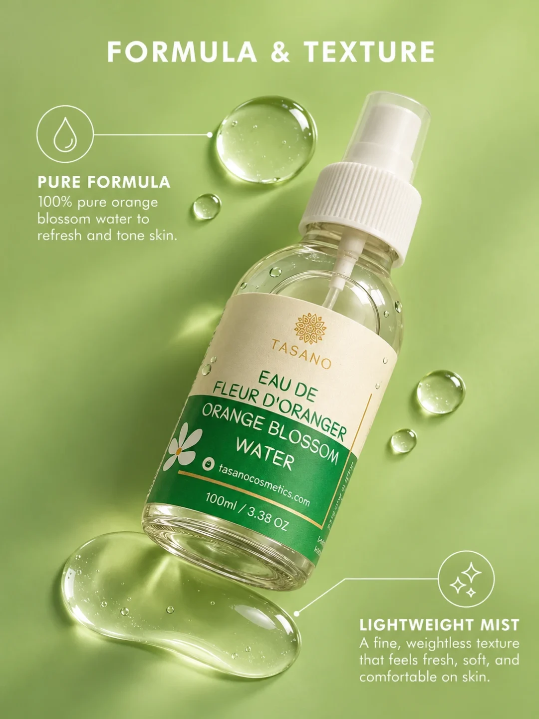Pure Orange Blossom Water Toner – Lightweight Facial Mist for Face and Skin