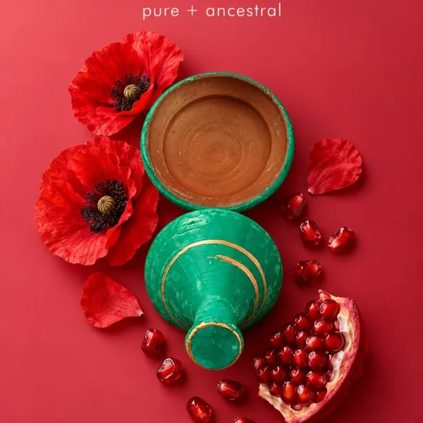 Moroccan Aker Fassi tajine lipstick with pomegranate and poppy petals for natural red lip stain Moroccan Aker Fassi tajine lipstick with pomegranate and poppy petals for natural red lip stain