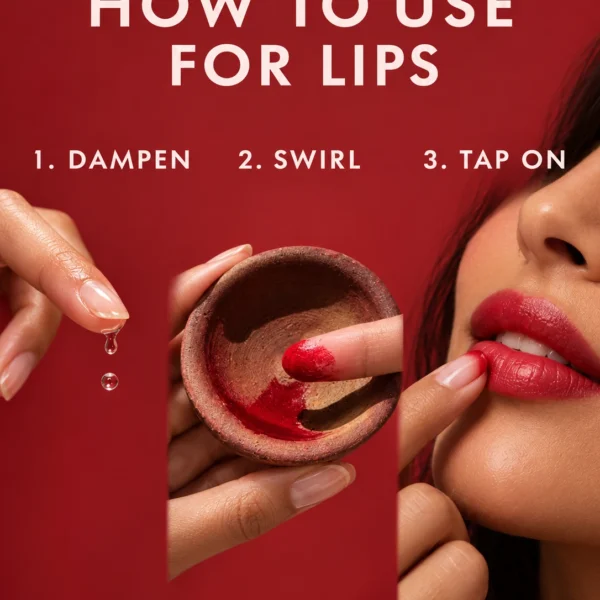 How to use Aker Fassi tajine lipstick for lips, activate with water and apply natural red stain How to use Aker Fassi tajine lipstick for lips, activate with water and apply natural red stain