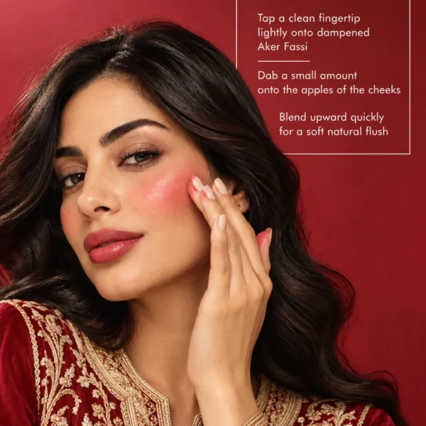 How to use Aker Fassi tajine lipstick on cheeks for natural Moroccan blush and red cheek tint How to use Aker Fassi tajine lipstick on cheeks for natural Moroccan blush and red cheek tint