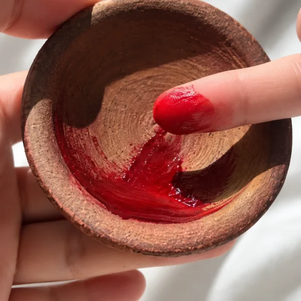 Aker Fassi Moroccan lipstick activated with rose water in clay tajine pot, natural red lip and cheek stain for buildable Moroccan color Aker Fassi Moroccan lipstick activated with rose water in clay tajine pot, natural red lip and cheek stain for buildable Moroccan color